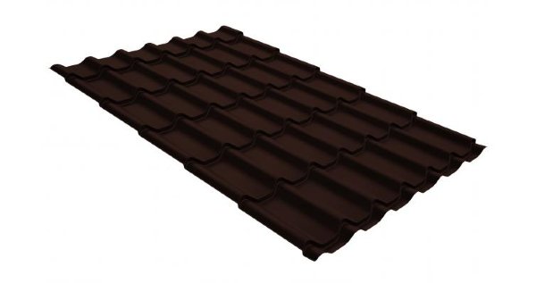 Металлочерепица классик GL 0,5 GreenCoat Pural Matt RR 887 шоколадно-коричневый (RAL 8017 шоколад) купить в Иркутске