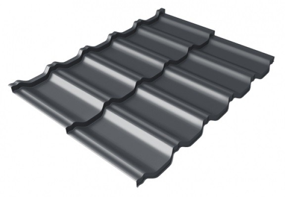 Металлочерепица модульная Квинта Uno Grand Line c 3D резом 0,5 Satin Мatt RAL 7024 мокрый асфальт купить в Иркутске