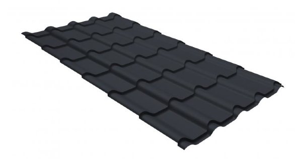 Металлочерепица камея GL 0,5 GreenCoat Pural matt RR 23 темно-серый (RAL 7024 мокрый асфальт) купить в Иркутске