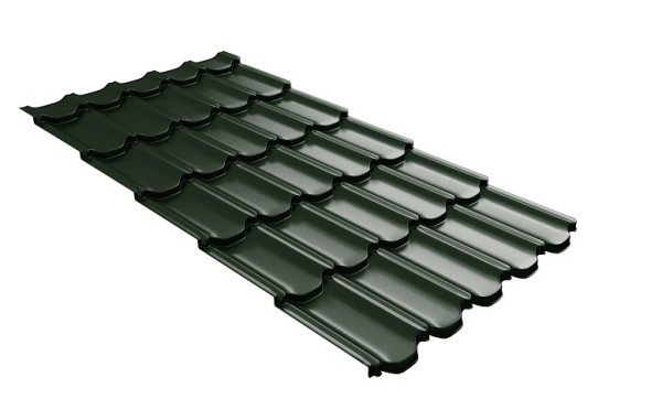 Металлочерепица квинта плюс с 3D резом 0,5 GreenСoat Pural Matt RR 11 темно-зеленый (RAL 6020 хромовая зелень) купить в Иркутске