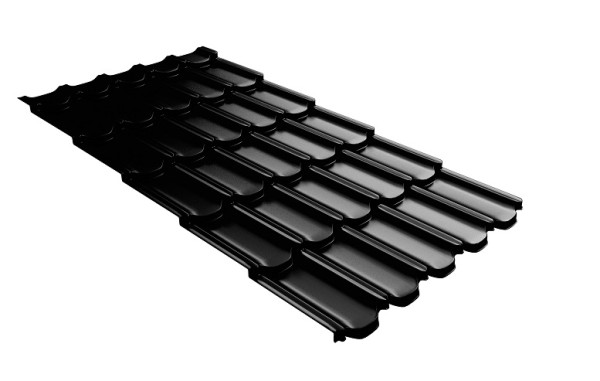 Металлочерепица квинта плюс с 3D резом 0,5 GreenСoat Pural Matt RR 33 черный (RAL 9005 черный) купить в Иркутске