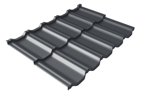 Металлочерепица модульная Квинта Uno Grand Line c 3D резом 0,45 Drap RAL 7024 мокрый асфальт купить в Иркутске
