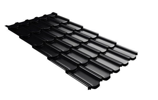 Металлочерепица квинта плюс с 3D резом 0,5 Satin Мatt RAL 9005 черный купить в Иркутске