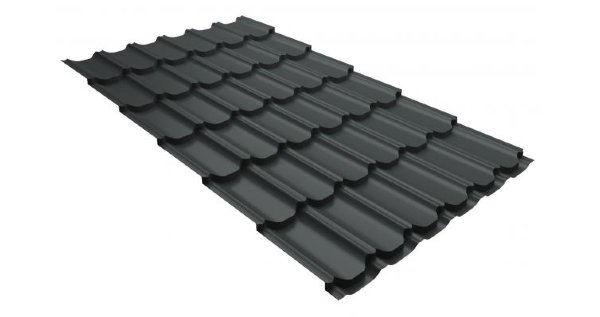 Металлочерепица квинта плюс 0,5 GreenCoat Pural RR 23 темно-серый (RAL 7024 мокрый асфальт) купить в Иркутске